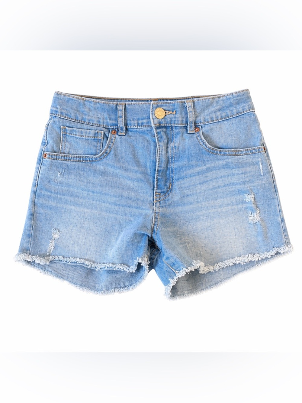 Signature by Levi Strauss Light Blue Frayed Denim Cutoff Shorts